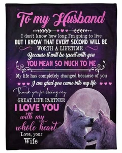 To My Husband Fleece Blanket Gift, Birthday Valentine's Day Blanket From Wife - Picture 1 of 2