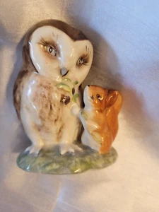 Figura Beswick Beatrix Potter Firmada Búho y Pelea Fechada Hecha en Inglaterra - Imagen 1 de 4
