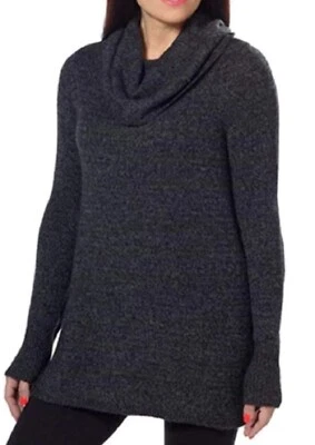 DKNY Jeans Womens Cowl Neck Tunic Pullover Sweater Black Heather - Image 1 of 2