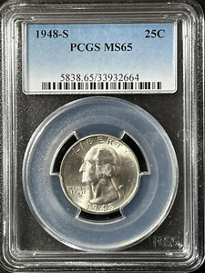 1948-S 25C Washington Quarter Dollar PCGS MS65 33932664 - Picture 1 of 2