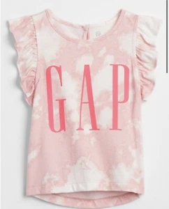 NEU GAP Kleinkind Mädchen Logo T-Shirt rosa Batik Größe 4T Rüschenärmel - Bild 1 von 2
