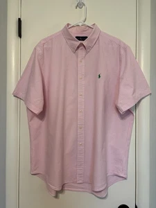 Ralph Lauren Polo Para Hombres S/S Rosa Rayas Seersucker Camisa Abotonada XXL/2XL Poni - Imagen 1 de 10