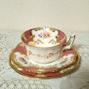 Coalport Batwing rosa Trio antike Tasse, Untertasse und Teller um 1900 selten - Bild 1 von 20