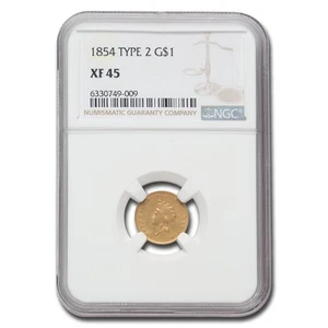 1854 $1 Indian Head Gold Type 2 XF-45 NGC - Picture 1 of 3
