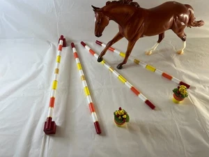 Fits Breyer Traditional / Classic-Trot Pole Set - Red - Coral - Yellow w/ Gold - Picture 1 of 4