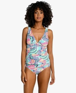 Costume da bagno donna La Blanca sopra le spalle Tankini top multi/onde taglia 16 - Foto 1 di 6