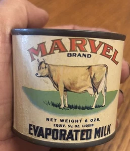 Lata de leche evaporada marca Marvel de colección Webster Grocer Company Danville, IL  - Imagen 1 de 6