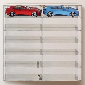 Car Display Case Acrylic Mirrored 12 Slot Wall Diecast 1/18 Model Nascar Cabinet - Picture 1 of 11