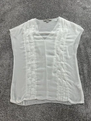 Blusa Top Allsaints Ella Mujer Mediana Blanca Tejida Mini Plisada Cuello en V Informal Foto 1 de 4