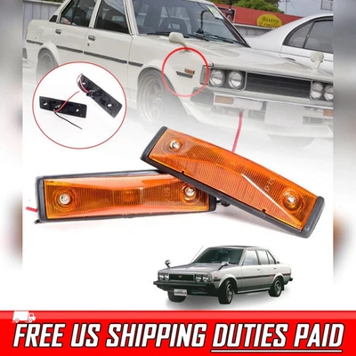 PAR DE LUCES DE SEÑAL DE GIRO LÁMPARA MARCADOR LATERAL PARA TOYOTA COROLLA KE70 TE71 KE72 79-87 Foto 1 de 4