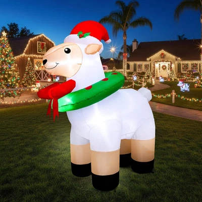 Shappy 6Ft Christmas Inflatables Sheep Blow up Goat LED Lighted Inflatable Farm  - Image 1 of 4