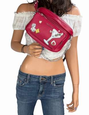 Michael Kors Slater MD Chain Sling Fanny Pack Crossbody Bag Dark Raspberry - Image 1 of 4