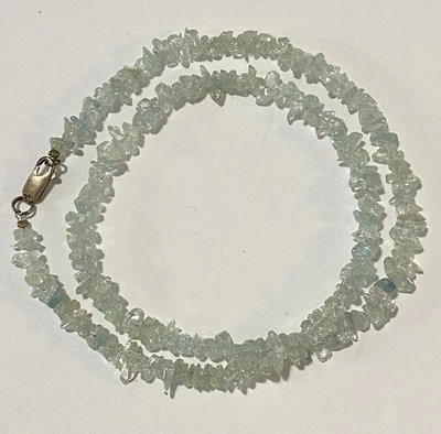 Colar de miçangas vintage prata esterlina 925 com fecho azul-marinha topázio - Imagem 1 de 4