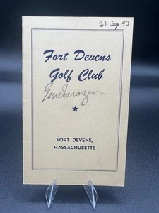 Gene Sarazen Autographed Scorecard From 1943 Ultra Rare 1 Off Fort Devens Mass - Picture 1 of 6