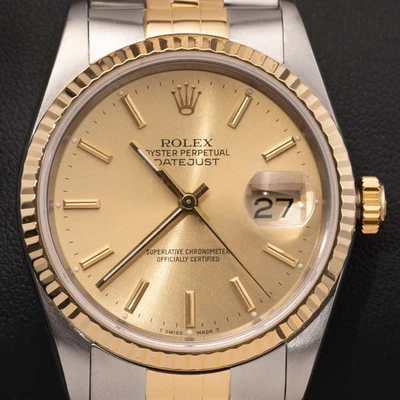 Rolex Datejust 16233 Fluted Bezel Watch 36mm Two-Tone Jubilee Champagne Dial - Image 1 of 4