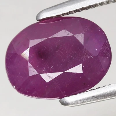 2.1ct  8x6mm Oval 100%Natural Unheated Purplish Red Ruby Guinea, Africa - Image 1 of 4