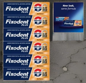 6x Fixodent Plus Denture Adhesive Cream Unbeatable Best Hold 40g Flavour Free - Picture 1 of 6