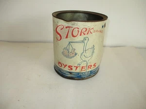 SELTENE Storchenmarke Austerndose 1 GAL leer ohne Deckel H. S. Thompson Grasonville, MD - Bild 1 von 9