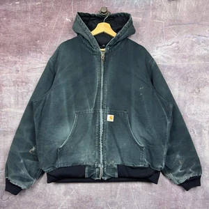 Chaqueta Carhartt De Colección Para Hombre Negra XL Desteñida Con Capucha Chaqueta de Trabajo Activa Años 90 2403 - Imagen 1 de 9