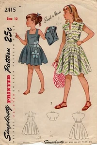 Simplicity 2415 Sundress & Bolero Jacket, Applique Sz 10 CUT COMPLETE 1940s - Picture 1 of 5