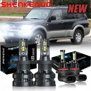 For Mitsubishi Montero 2001-2006 - 4X LED Headlight Bulbs Hi/Lo Beam + Fog Light - Picture 1 of 22
