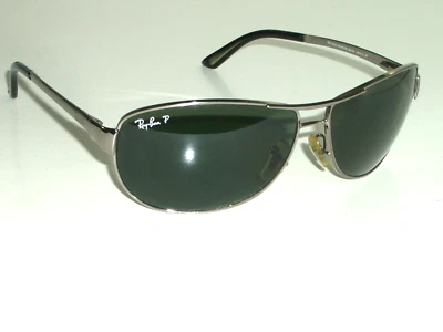 RAY BAN RB3342 60[]12 004/58 3P GUNMETAL POLARIZED GLASS WARRIOR WRAP SUNGLASSES - Image 1 of 4