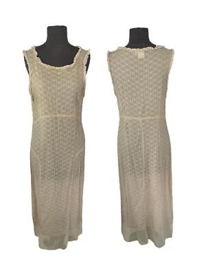 Vintage 90s  Johnny Was Embroidered Overlay Maxi Dress Semi Sheer Women's Large - Image 1 of 4