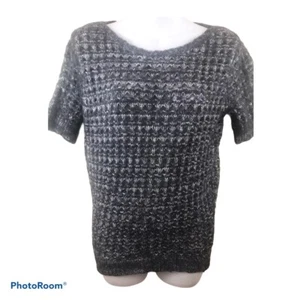 Sweater S Dark Academia Chunky Cable Soft Knit Weave Gray Pullover Short Sleeve - Picture 1 of 10