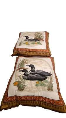 2 Vintage 3D Loon Design Decorative Throw Pillow  Country Hunting Lodge Decor - Image 1 of 4