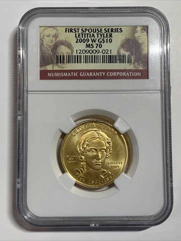 2009 W Letitia Tyler First Spouse Gold Coin $10 NGC MS70 -#7 Cover