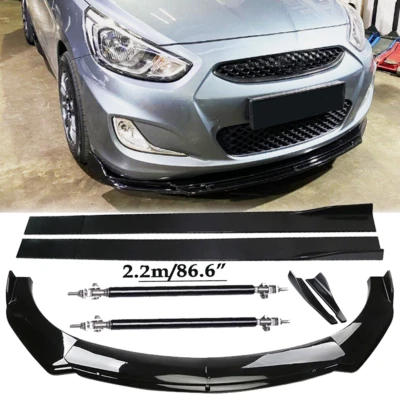 Front Bumper Lip Spoiler Side Skirts Rear Glossy Black For Hyundai Accent Sedan - Image 1 of 4