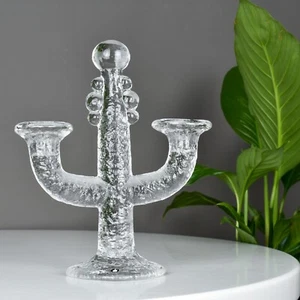 VTG PUKEBERG Crystal Glass Candelabra Designed by Staffan Gellerstedt Brutalist - Picture 1 of 13