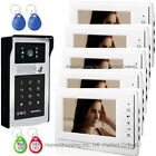 LCD 7" Video Door Phone Intercom System 1V5+RFID and Password Camera+5 Monitors