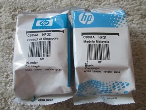 Neu OEM Original HP 21 schwarz & 22 dreifarbige Tintenpatronen Neu in Verpackung (keine Verpackung) Neu aus altem Lagerbestand - Bild 1 von 1