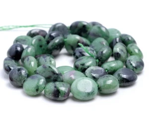 9-10MM  RUBY ZOISITE GEMSTONE NUGGET PEBBLE LOOSE BEADS 15.5" - Picture 1 of 4