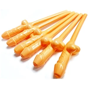 Bright Natural Giant Willy Straws Novelty Hen Do Party Drinking Straws 28cm Long - Picture 1 of 3