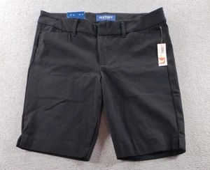 Old Navy Dress Shorts Black Size 8 Bermuda Stretch Flat Front Mid Rise 10" NWT - Picture 1 of 11