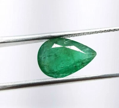 Esmeralda de Zambia 100 % natural de 2 quilates, piedra preciosa suelta facetada talla pera,    Foto 1 de 4