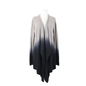Barefoot Dreams Sz L XL Gray Black Ombre Asymmetrical Nylon Rayon Wrap Sweater - Picture 1 of 20