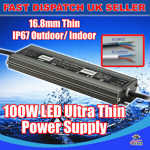60W, 100, 150-300W DC 12V Waterproof Transformer Power Supply LED Light UK Stock