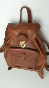 La Sella Roma italienischer Lederrucksack Sattel braunes Leder Vintage Kordelzug Geldbörse - Bild 1 von 10