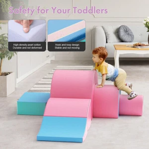 Soft Foam Toddlers Climbing Blocks 5Pc Crawl Climb Playset Foldable Block Tunnel - Picture 1 of 12