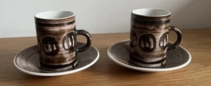 Vintage Cinque Ports Pottery The Monastery Rye 2 x Coffee Cups & Saucers - Picture 1 of 11
