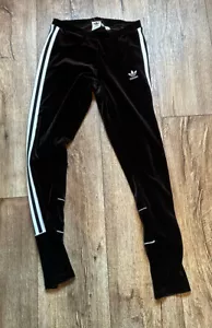 Adidas girls sweatpants activewear black three white lines size 10 - Picture 1 of 4