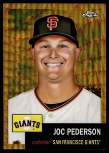 2022 Topps Chrome Platinum Anniversary JOC PEDERSON GOLD WAVE REFRACTOR 10/50 41 - Picture 1 of 2
