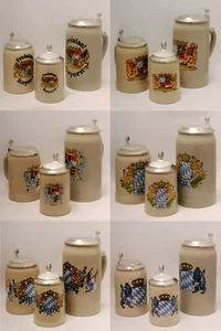Bierkrug Stein von 0,25 liter, 0,5 liter und 1 Liter, mit Zinndeckel. - Bild 1 von 15