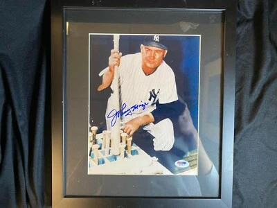 SIGNED & FRAMED JOHNNY MIZE 8.5x11 Photograph NY Yankees Autographed PSA/DNA - Image 1 of 4