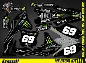 Kit Deco Motorcycle for / MX Decal Kit For Kawasaki Kxf - Monster Black