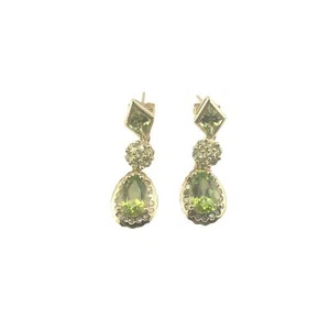 10K Gold Peridot, Diamond, Prasiolite Earrings #16708 - Picture 1 of 9