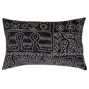 2pc LOT Leza Black and Silver Retro Funky Rectangle Cushion Cover Wholesale - Picture 1 of 12